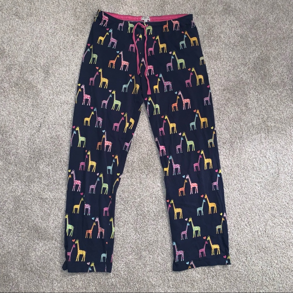 P.J. Salvage Giraffe Print Pajama Pants Navy Multi-Colored